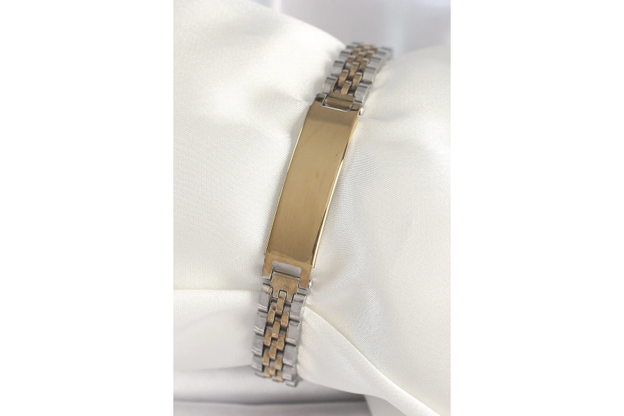 Shoecide 316l Çelik Gold Gümüş Renk Kalın Zincir Künye Model Erkek Bileklik