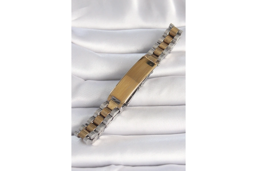 Shoecide 316l Çelik Gold Gümüş Renk Zincir Künye Model Erkek Bileklik