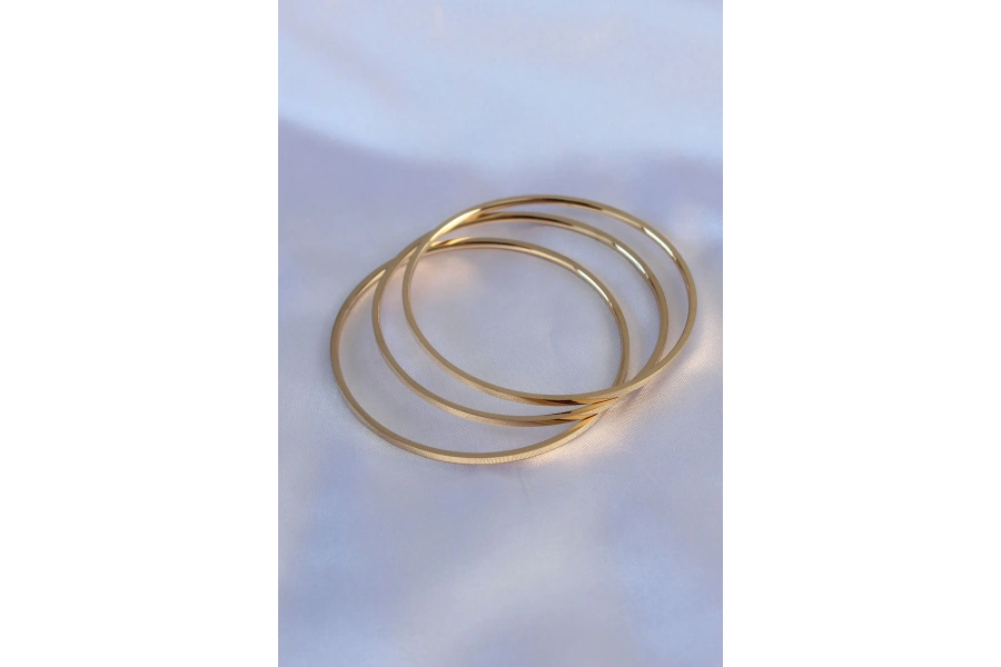 Shoecide 316l Çelik Gold Renk 3lü Ajda Model Kadın 60 Mm Bilezik