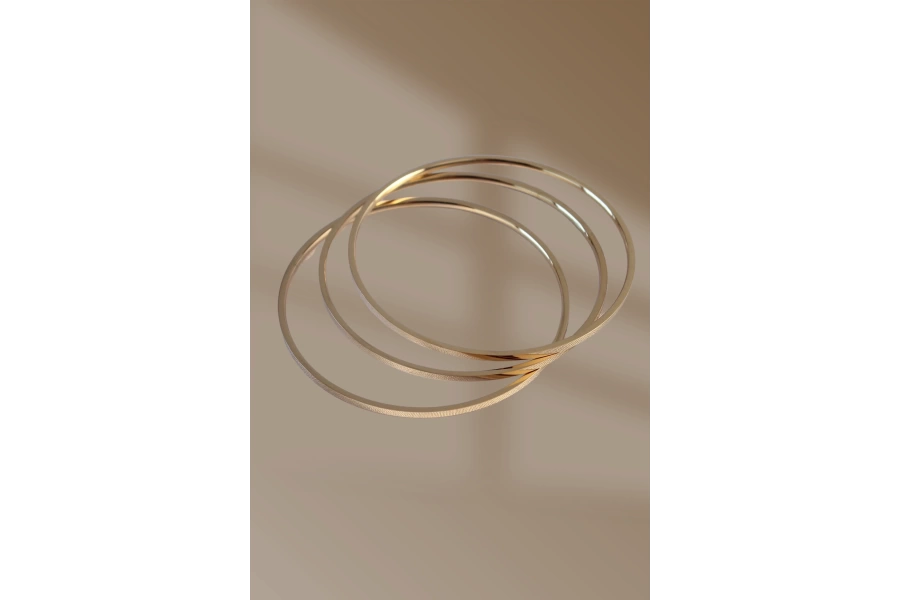 Shoecide 316l Çelik Gold Renk 3lü Ajda Model Kadın 60 Mm Bilezik
