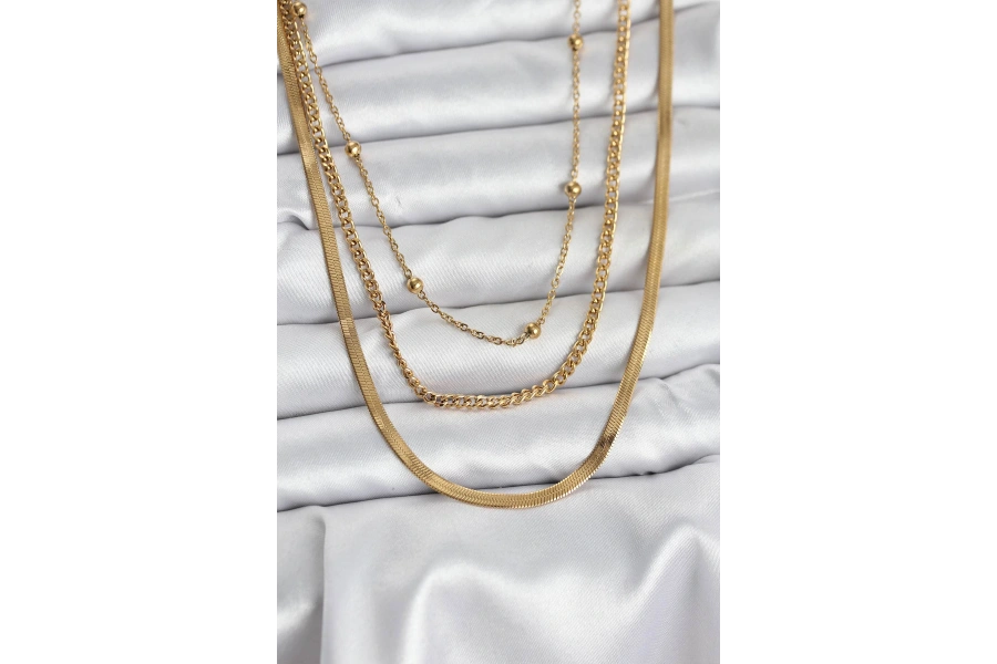 Shoecide 316l Çelik Gold Renk 3lü Kadın Kolye