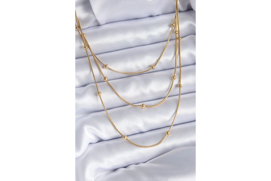 Shoecide 316l Çelik Gold Renk 3lü Minimal Toplu Kadın Kolye
