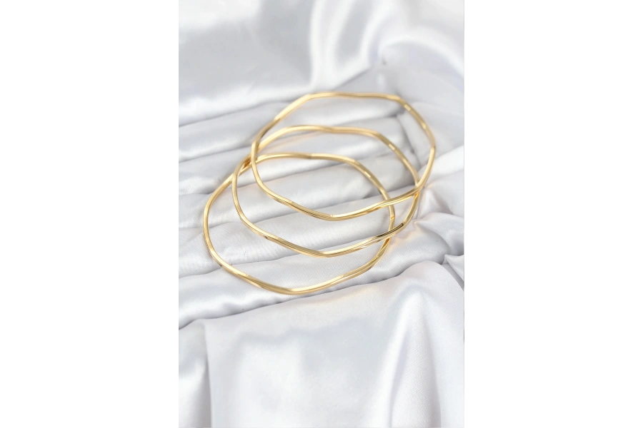 Shoecide 316l Çelik Gold Renk 65 Mm Ajda Zikzak Model 3lü Kadın Bileklik