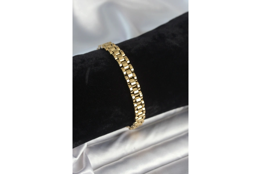 Shoecide 316l Çelik Gold Renk 7 Mm Kalınlık Erkek Bileklik