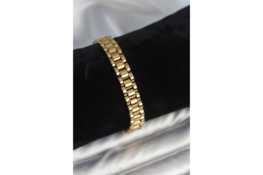 Shoecide 316l Çelik Gold Renk 9 Mm Kalınlık Erkek Bileklik