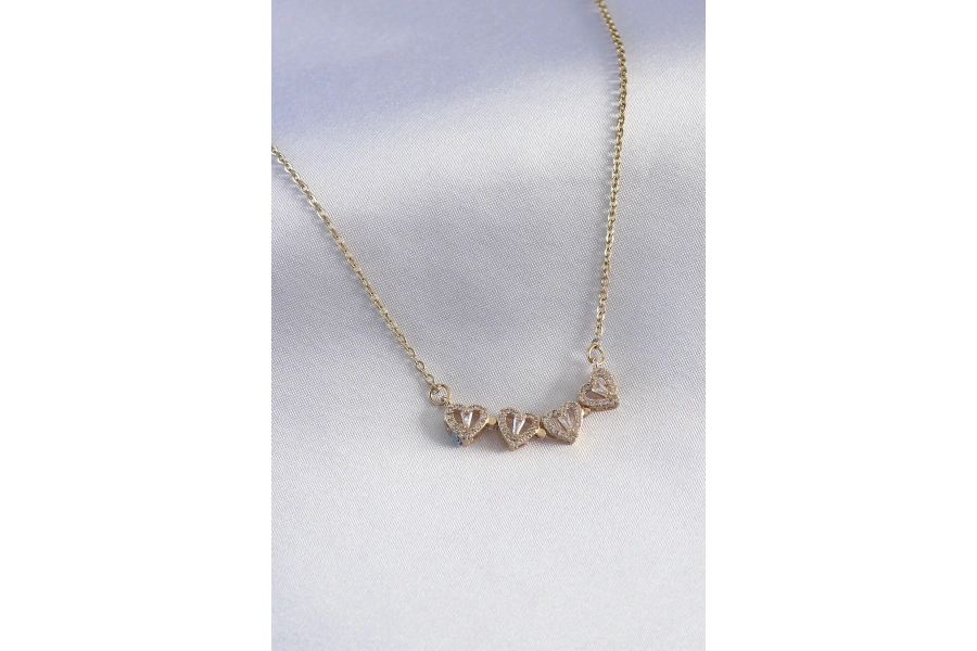 Shoecide 316l Çelik Gold Renk Açılır Zirkon Taşlı Yonca Model Kadın Kolye