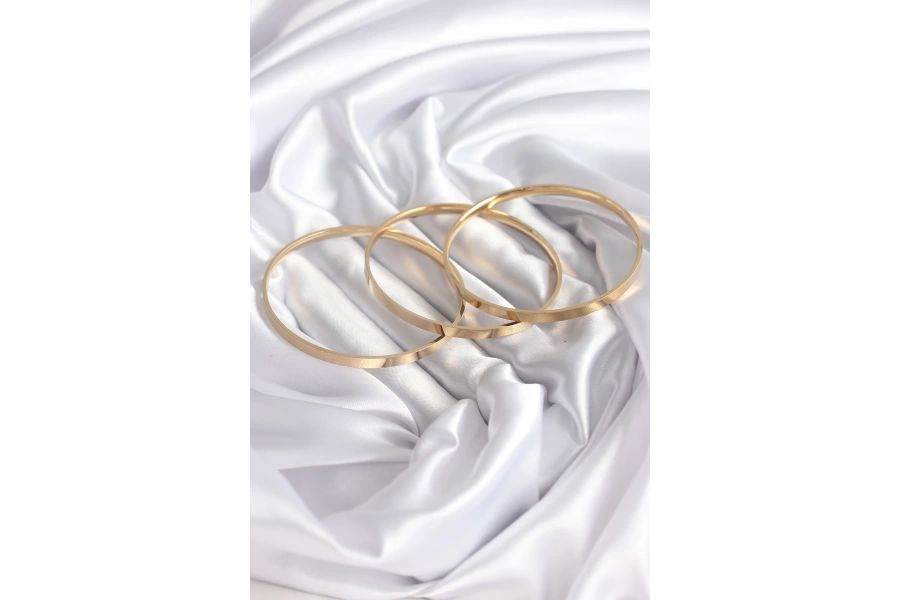 Shoecide 316l Çelik Gold Renk Ajda Model 60 Mm 3 Lü Kadın Bilezik