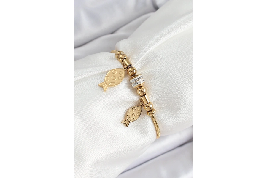 Shoecide 316l Çelik Gold Renk Balık Model Kadın Bileklik
