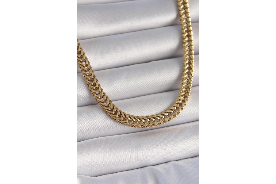 Shoecide 316l Çelik Gold Renk Balık Sırtı Model Kadın Kolye
