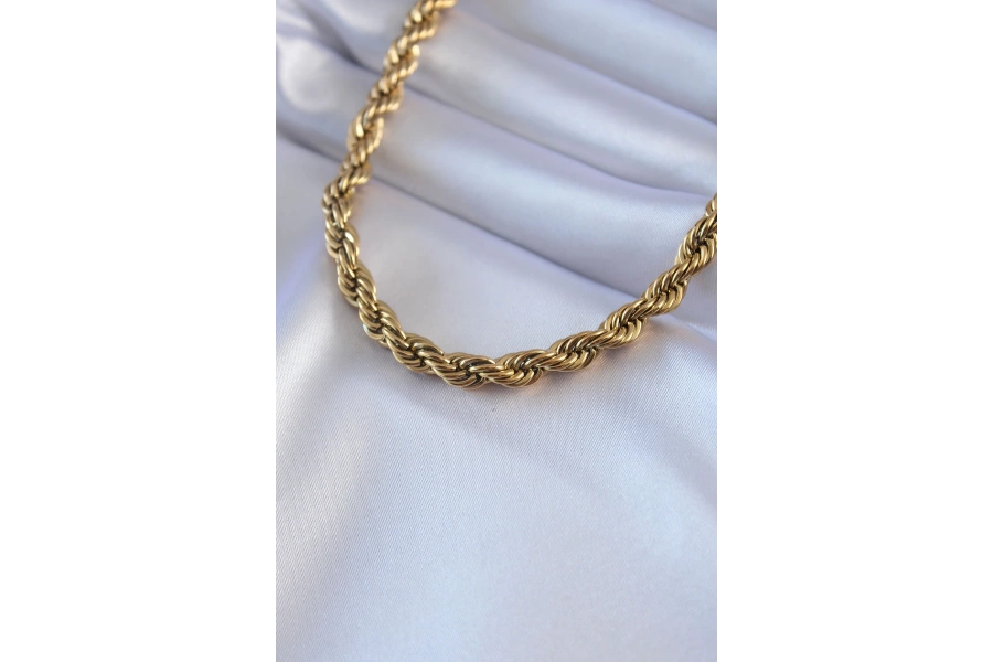 Shoecide 316l Çelik Gold Renk Burgu Model 45 Cm Kadın Kolye