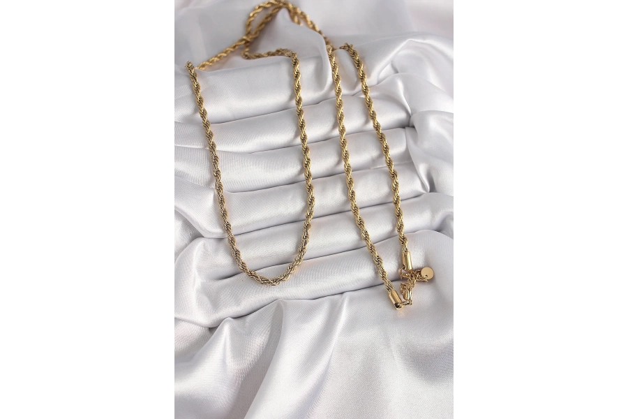 Shoecide 316l Çelik Gold Renk Burgu Zincir Kadın Kolye