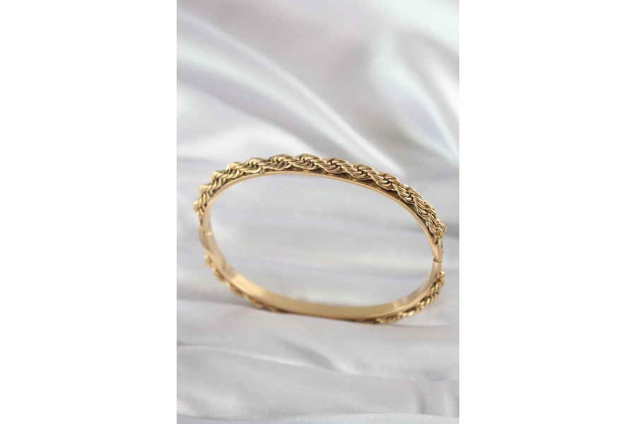 Shoecide 316l Çelik Gold Renk Burgu Zincir Model Kadın Kelepçe
