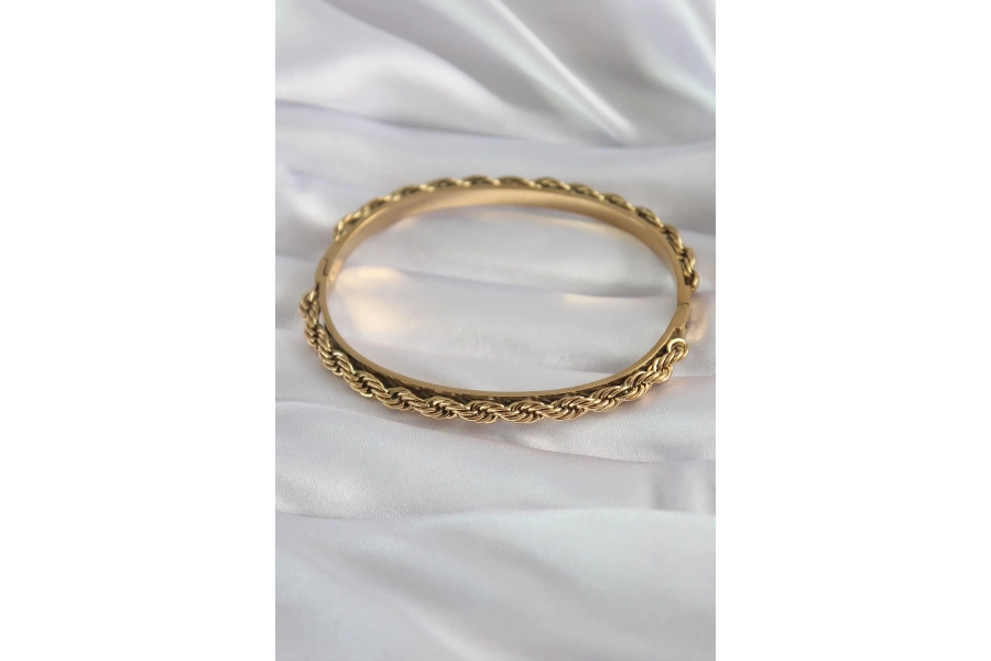 Shoecide 316l Çelik Gold Renk Burgu Zincir Model Kadın Kelepçe