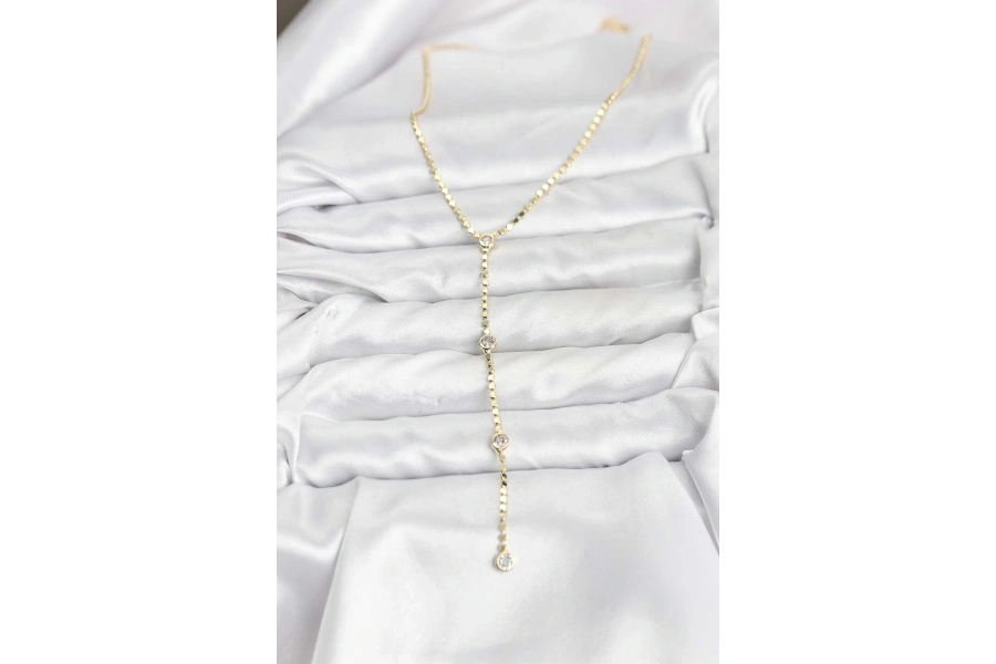 Shoecide 316l Çelik Gold Renk Ezme Zincir Model Y Kadın Kolye