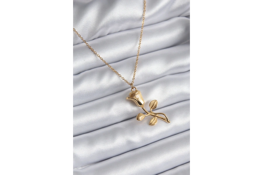 Shoecide 316l Çelik Gold Renk Gül Model Kadın Kolye