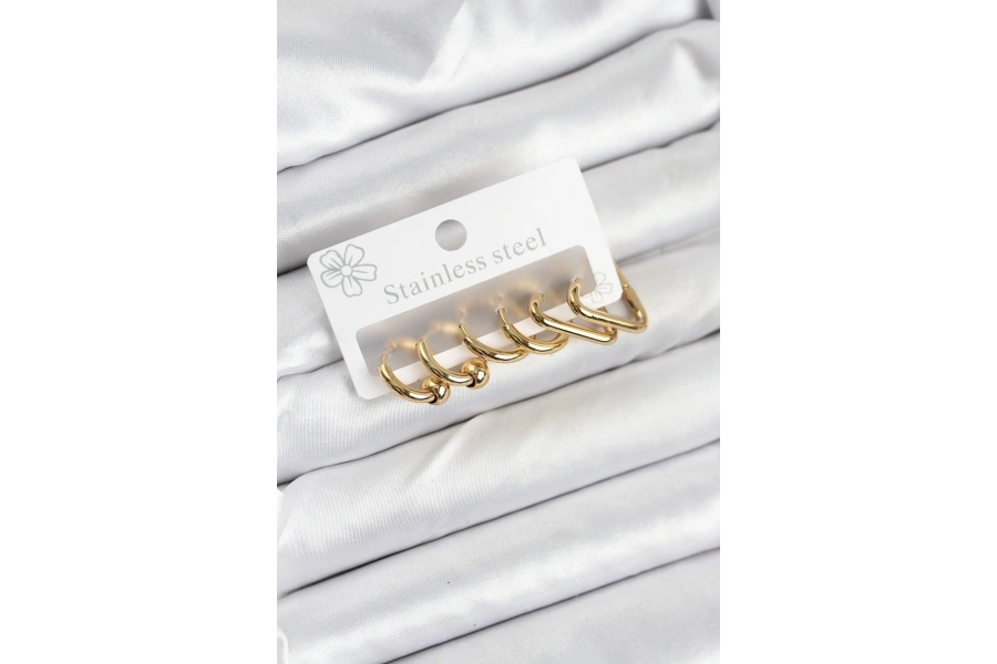 Shoecide 316l Çelik Gold Renk Kadın Küpe Seti