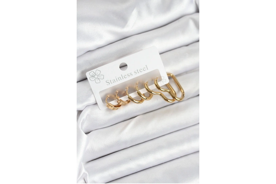 Shoecide 316l Çelik Gold Renk Kadın Küpe Seti