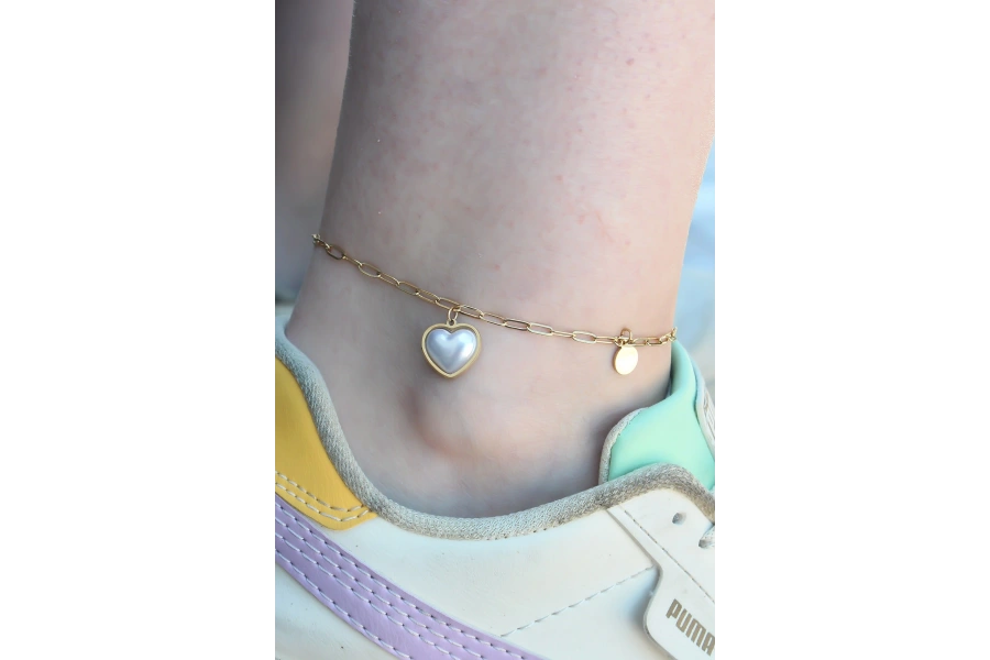 Shoecide 316l Çelik Gold Renk Kalp Model Kadın Halhal