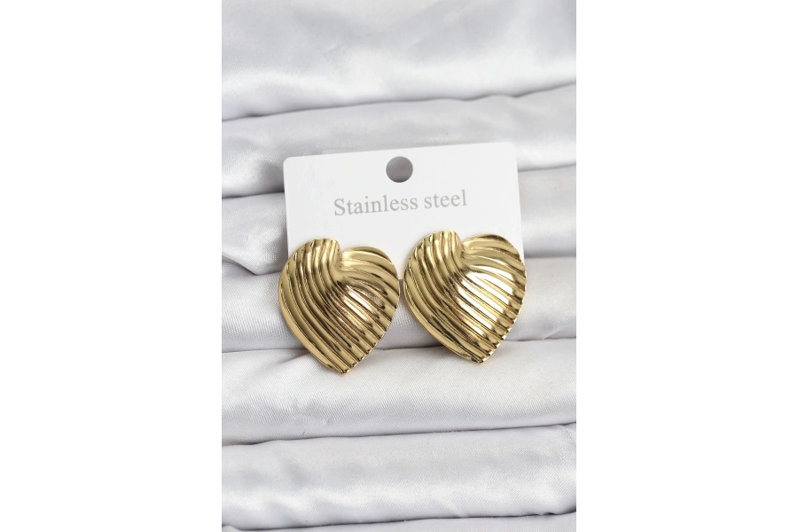 Shoecide 316l Çelik Gold Renk Kalp Model Kadın Küpe