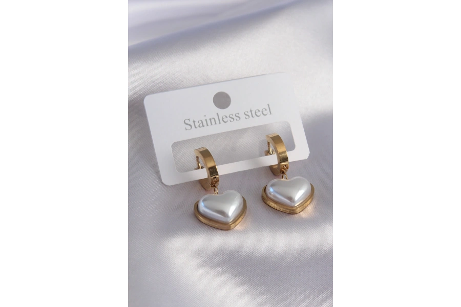 Shoecide 316l Çelik Gold Renk Kalp Model Kadın Küpe
