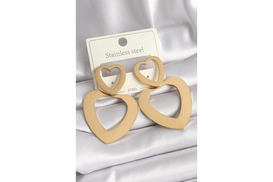 Shoecide 316l Çelik Gold Renk Kalp Model Kadın Küpe
