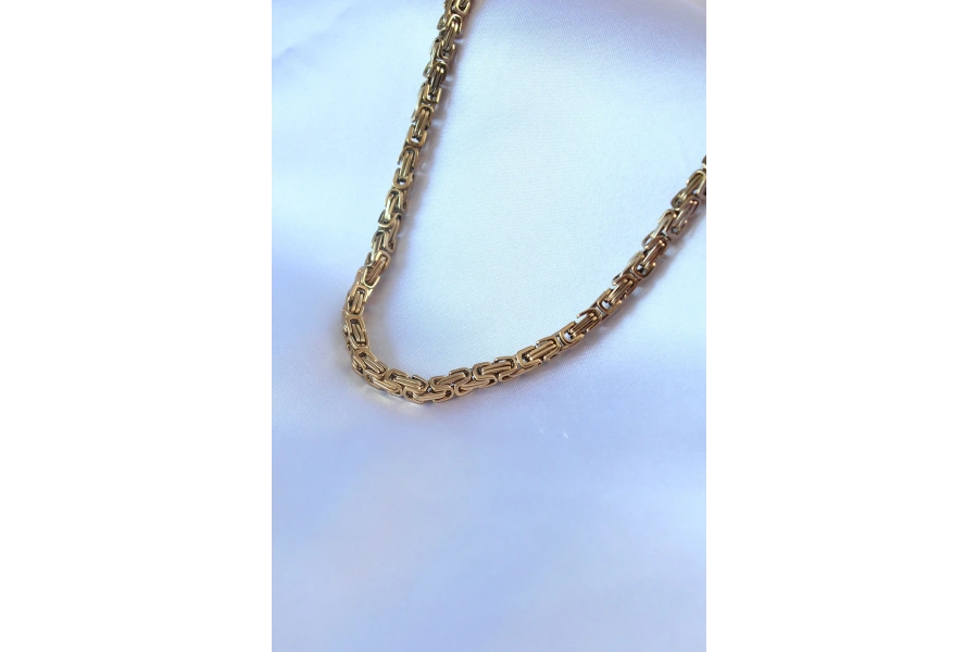 Shoecide 316l Çelik Gold Renk Kral Zincir Model Erkek Kolye