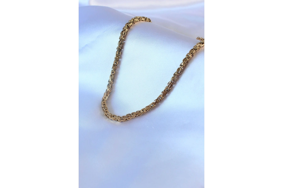 Shoecide 316l Çelik Gold Renk Kral Zincir Model Erkek Kolye