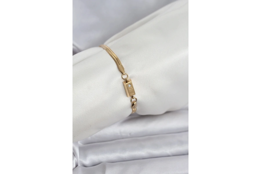 Shoecide 316l Çelik Gold Renk Külçe Altın Model Kadın Bileklik