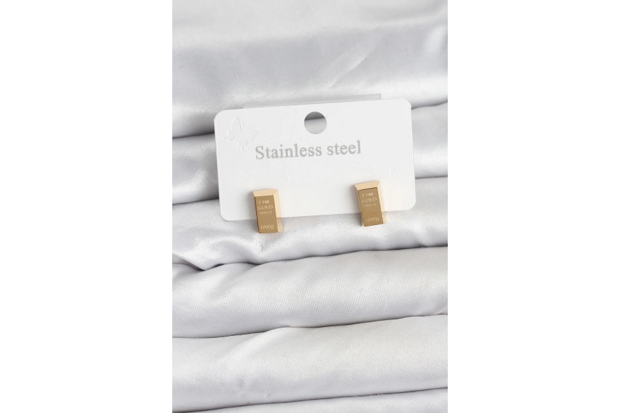 Shoecide 316l Çelik Gold Renk Külçe Altın Model Kadın Küpe