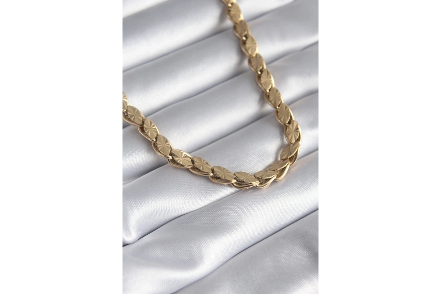 Shoecide 316l Çelik Gold Renk Lazer Kesim Arpa Zincir Model Kadın Kolye