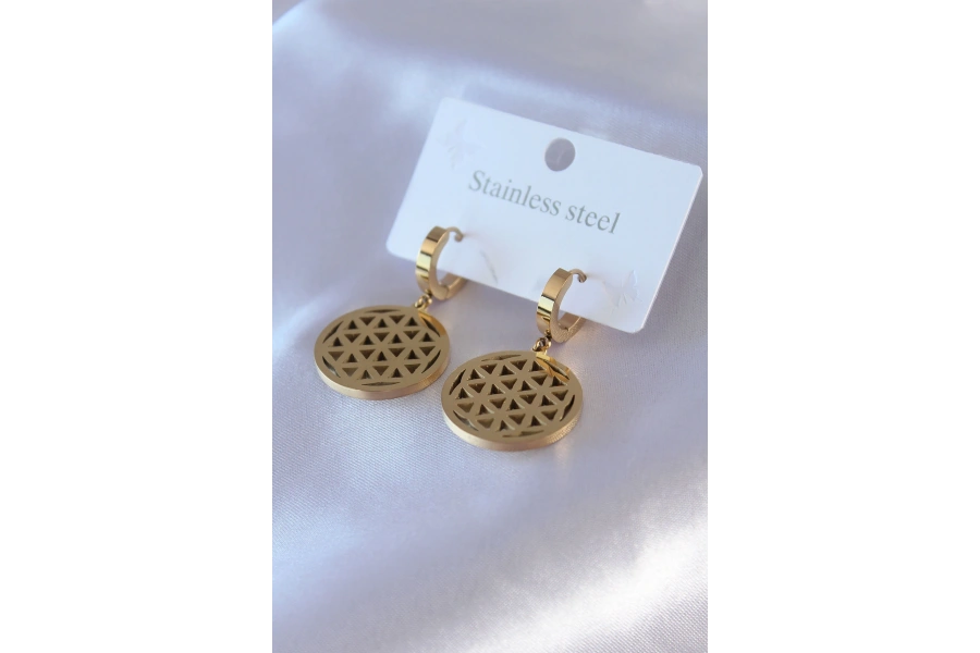 Shoecide 316l Çelik Gold Renk Lotus Model Kadın Küpe