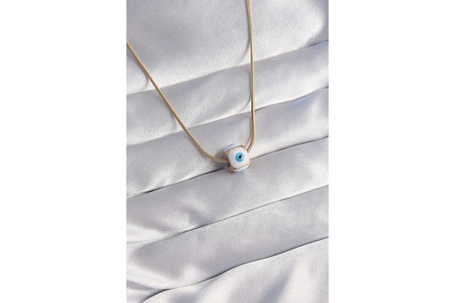 Shoecide 316l Çelik Gold Renk Mineli Nazar Model Kolye
