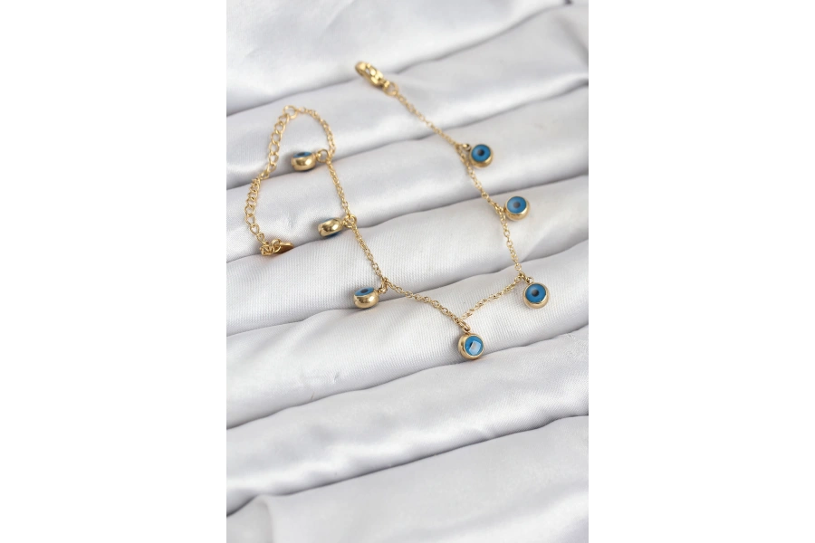 Shoecide 316l Çelik Gold Renk Minimal Nazar Model Kadın Bileklik