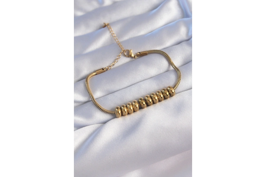 Shoecide 316l Çelik Gold Renk Oval Figürlü Bileklik