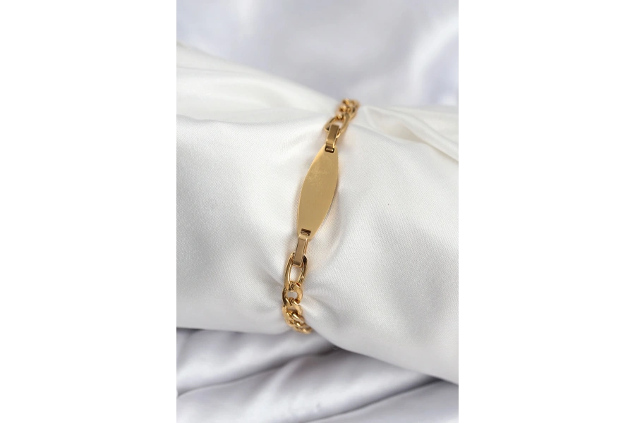 Shoecide 316l Çelik Gold Renk Oval Yazı Yazmaya Uygun Kadın Bileklik