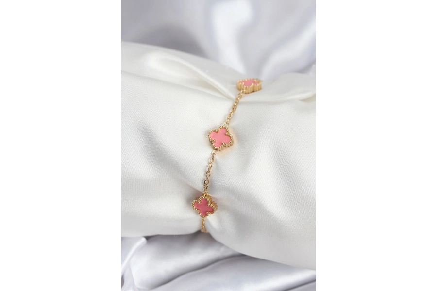 Shoecide 316l Çelik Gold Renk Pembe Baby Boy Yonca Kadın Bileklik