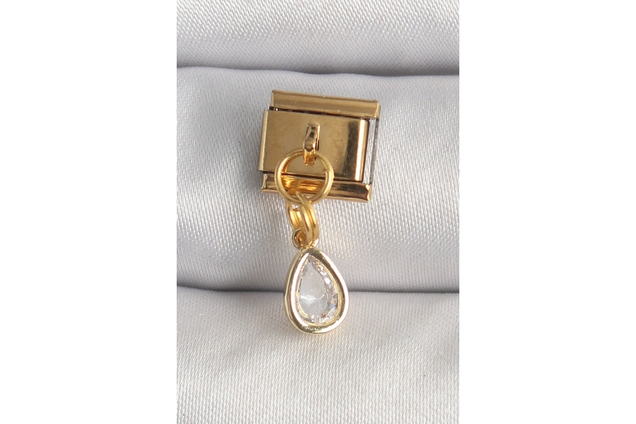 Shoecide 316l Çelik Gold Renk Sallantı Damla Zirkon Taşlı Nomination Charm