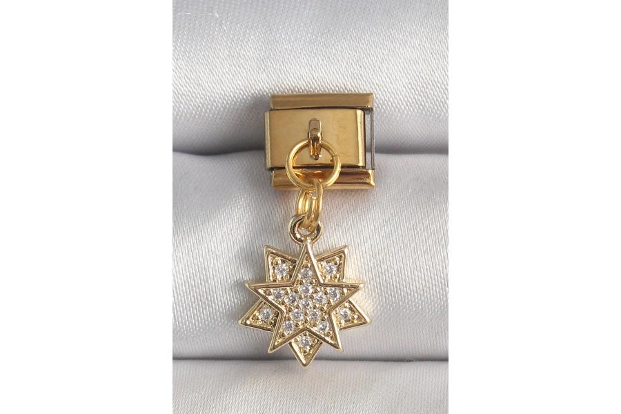 Shoecide 316l Çelik Gold Renk Sallantı Zirkon Taşlı Yıldız Model Nomination Charm