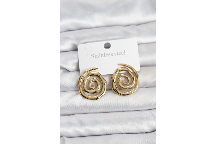 Shoecide 316l Çelik Gold Renk Sarmal Model Kadın Küpe
