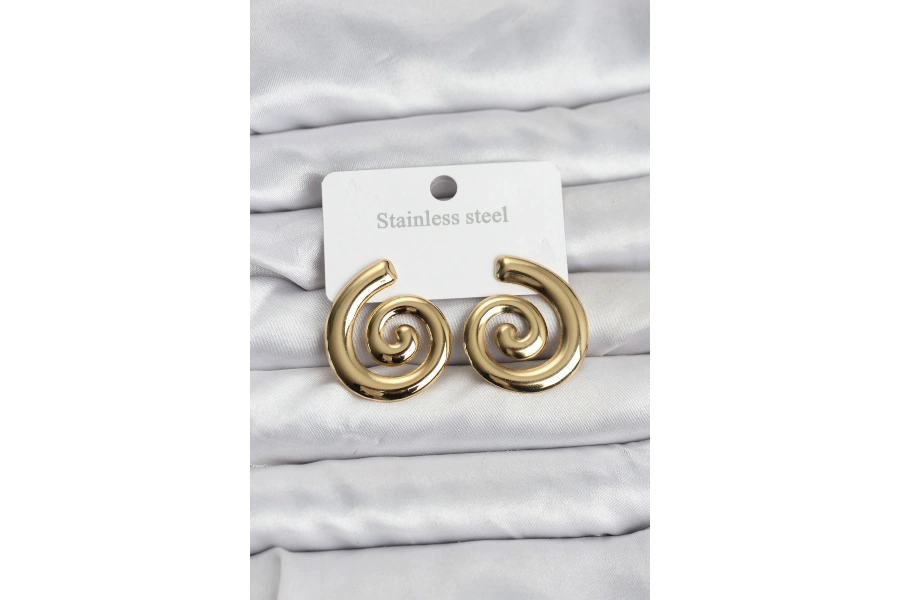 Shoecide 316l Çelik Gold Renk Sarmal Modelli Kadın Küpe