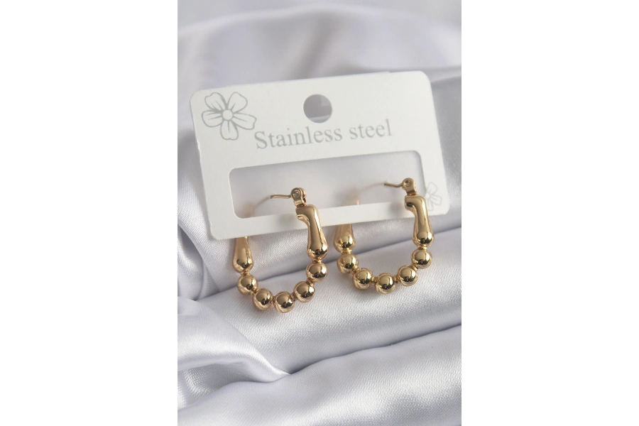 Shoecide 316l Çelik Gold Renk Topçuk Halka Model Kadın Küpe