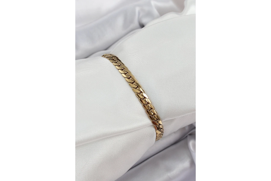 Shoecide 316l Çelik Gold Renk Yassı Zincir Kadın Bileklik