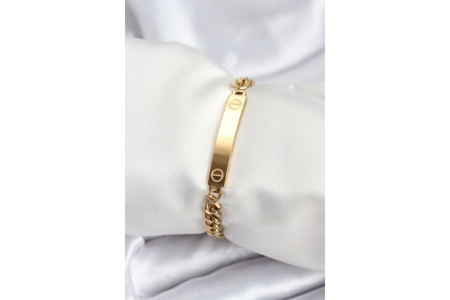 Shoecide 316l Çelik Gold Renk Yazı Yazmaya Uygun Kadın Bileklik