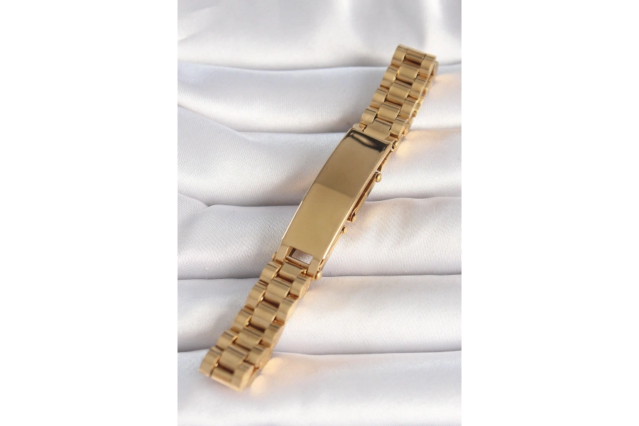 Shoecide 316l Çelik Gold Renk Zincir Künye Model Erkek Bileklik