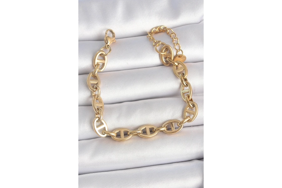 Shoecide 316l Çelik Gold Renk Zincir Model Kadın Bileklik