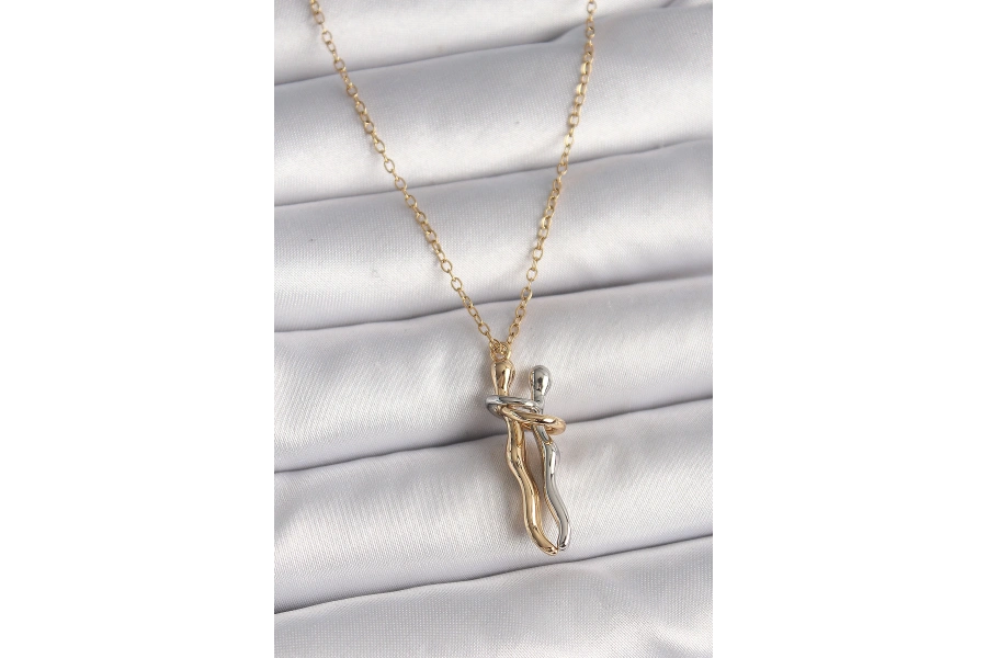 Shoecide 316l Çelik Gold Renk Zincir Renkli Sarılma Model Kadın Kolye