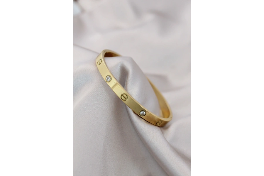 Shoecide 316l Çelik Gold Renk Zirkon Taşlı Bileklik