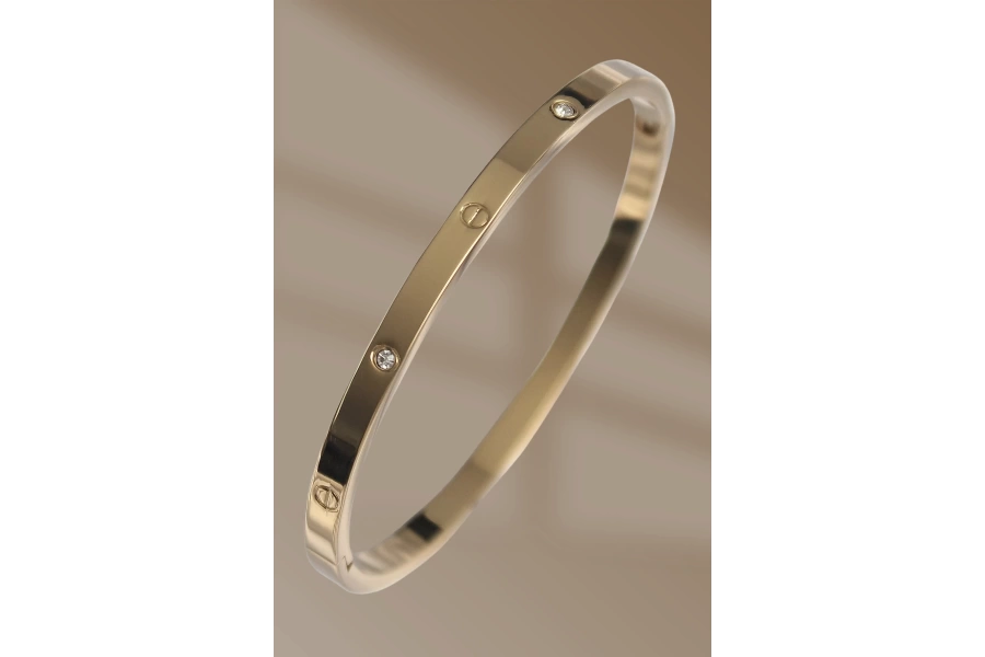Shoecide 316l Çelik Gold Renk Zirkon Taşlı Cartier Model Kadın Bilezik