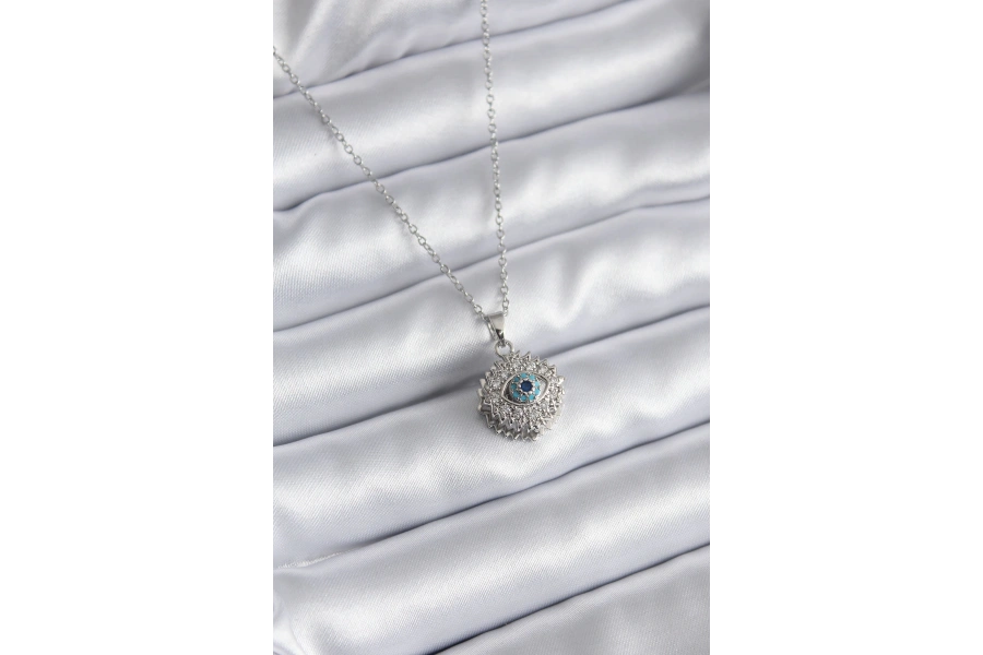 Shoecide 316l Çelik Gold Renk Zirkon Taşlı Göz Model Kadın Kolye