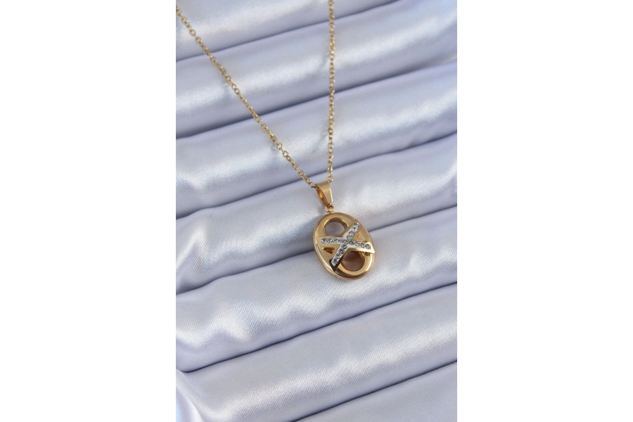 Shoecide 316l Çelik Gold Renk Zirkon Taşlı Kadın Kolye